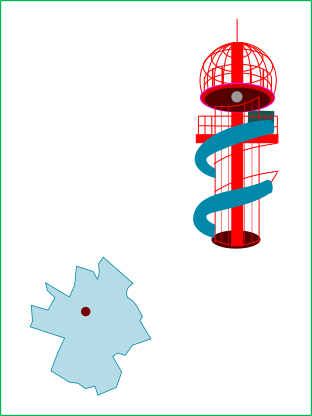 川口市グリーンセンターのイラストと川口市の地図