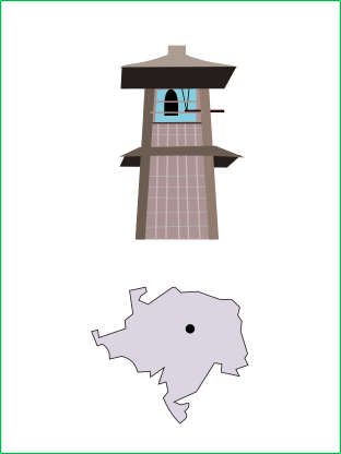時の鐘のイラストと川越市の地図
