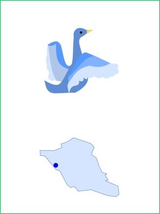白鳥のイラストと川島町の地図