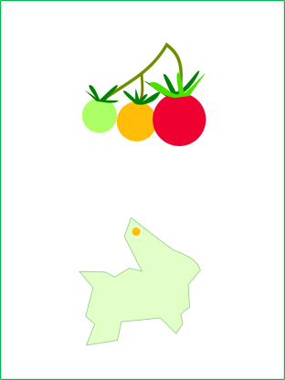 トマトのイラストと北本市の地図