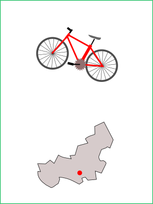 自転車のイラストと久喜市の地図