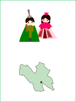 お雛様のイラストと鴻巣市の地図
