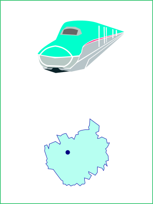 新幹線のイラストとさいたま市の地図