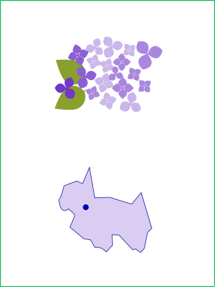 紫陽花のイラストと幸手市の地図