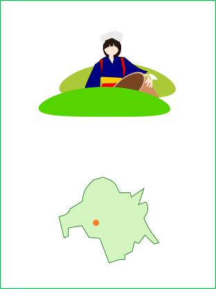 茶摘みのイラストと狭山市の地図