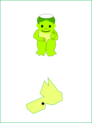 カッパのイラストと志木市の地図