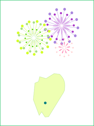 花火のイラストと朝霞市の地図