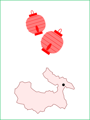 提灯のイラストと秩父市の地図