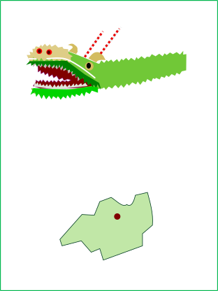 竜神のイラストと鶴ヶ島市の地図