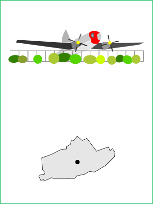 飛行機のイラストと所沢市の地図