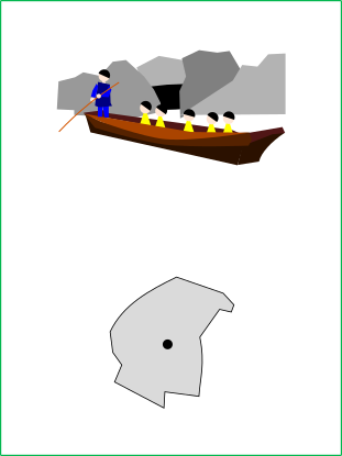 ライン下りのイラストと長瀞町の地図