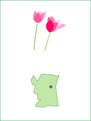 チューリップのイラストと滑川町の地図