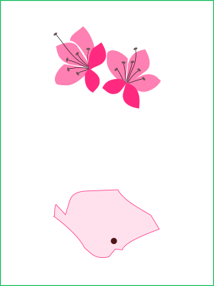 つつじのイラストと鳩山町の地図