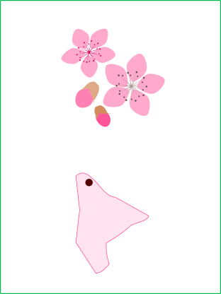 桃の花のイラストと東秩父村の地図