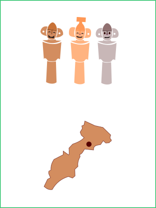 笑う埴輪のイラストと本庄市の地図