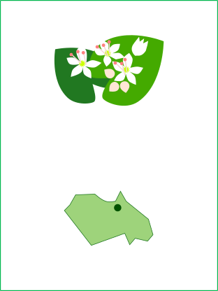 蕎麦の花のイラストと三芳町の地図