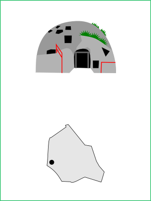 吉見百穴のイラストと吉見町の地図