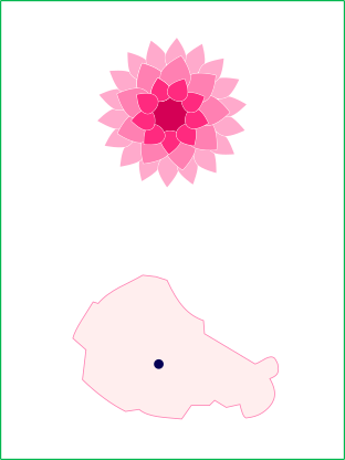 ダリアのイラストと小鹿野町の地図