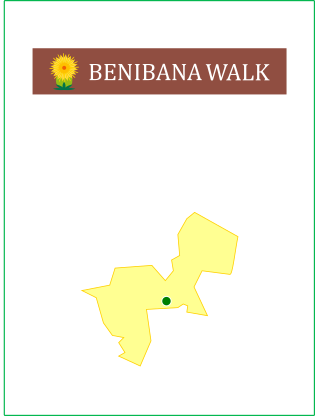 ベニバナウォークのイラストと桶川市の地図