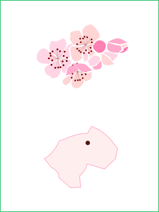 梅のイラストと越生町の地図