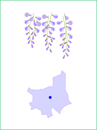 藤のイラストと春日部市の地図
